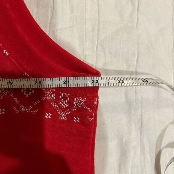 Blair Large Cotton poly blend red zip up vest embroidered sweatshirt gold down c - Picture 6 of 9